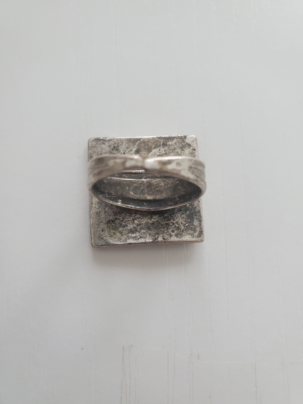 Textured Wide Silver-Tone Statement Ring - Modern Ribbed Design - Picture 3 of 4